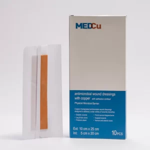 MedCu Antimicrobial Copper Wound Dressings 10cm x 25cm  (Adhesive Contour with 5x20cm Pad)